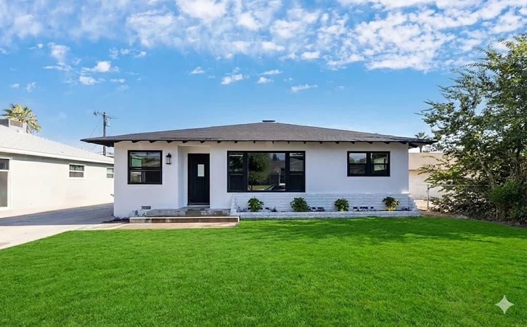 Staged living room after